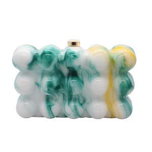 Acrylic Clutch Purse Chic Marble Evening Handbag With Chain Wedding V O_O